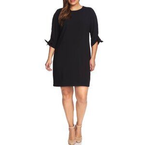 New CeCe Plus Size 22W Black V-Neck Shift Dress Tie Sleeves Work Office Career